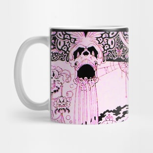 PINK BLACK SKULL, BUTTERFLIES,OWLS AND FANTASTIC CREATURES Psychedelic Fantasy Mug